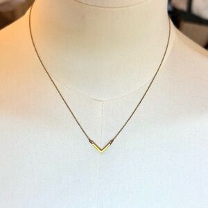 Delicate Rose Gold V Necklace | Minimalist Chevron Pendant I  14” - 17” Chain